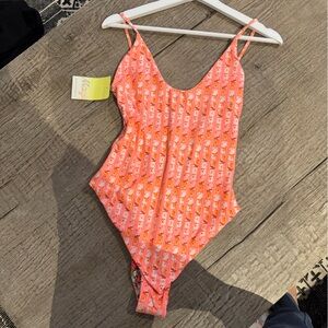 Maaji Orange Flower Reversible One Piece Swimsuit.